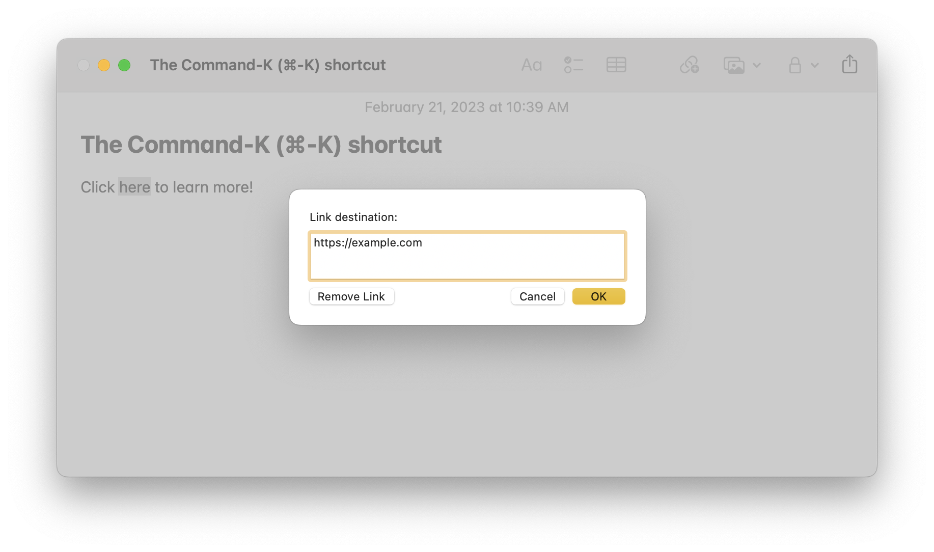 Use the ⌘-K keyboard shortcut for fun and profit!
