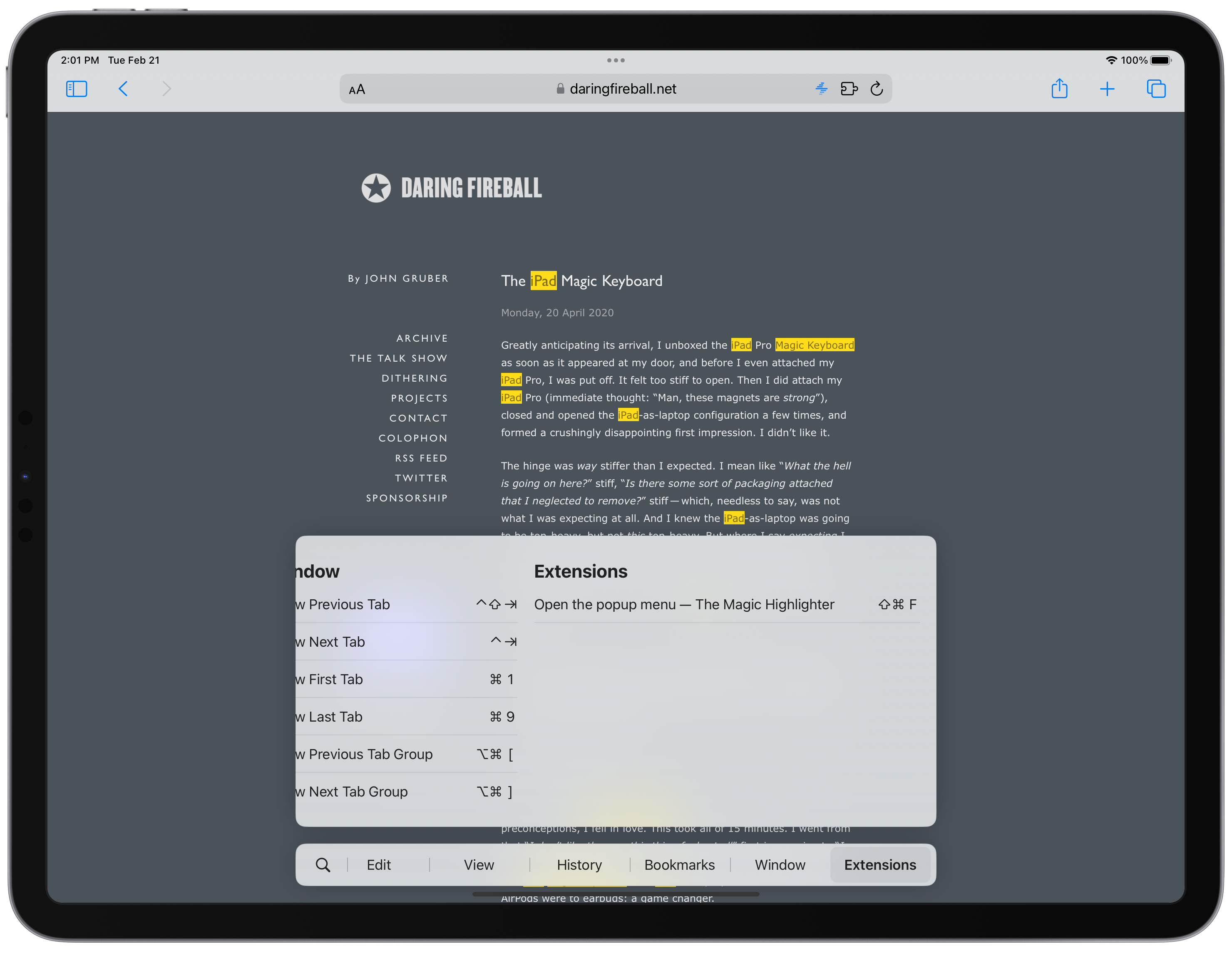 The holy grail of operating system support for keyboard shortcuts. It even shows keyboard shortcuts for your Safari Extensions!